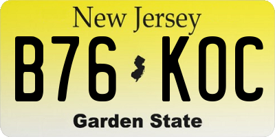 NJ license plate B76KOC
