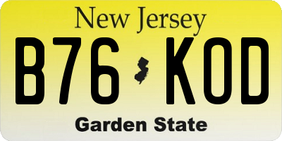 NJ license plate B76KOD