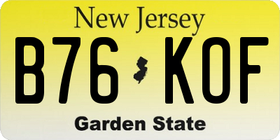NJ license plate B76KOF
