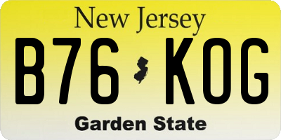 NJ license plate B76KOG