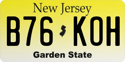 NJ license plate B76KOH