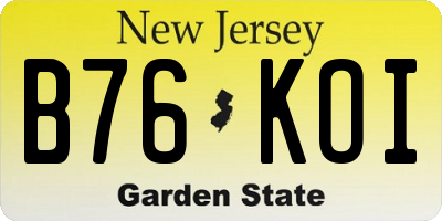 NJ license plate B76KOI