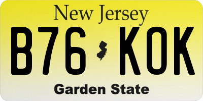 NJ license plate B76KOK