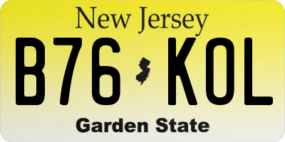 NJ license plate B76KOL
