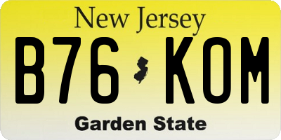 NJ license plate B76KOM