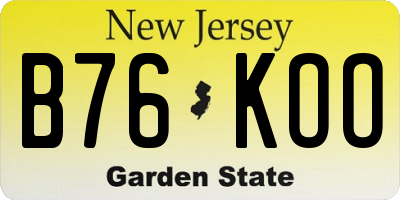NJ license plate B76KOO