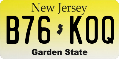 NJ license plate B76KOQ
