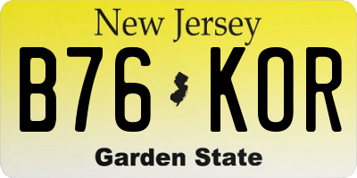 NJ license plate B76KOR