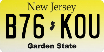 NJ license plate B76KOU