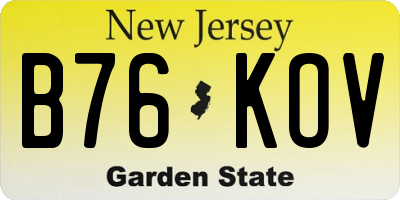 NJ license plate B76KOV