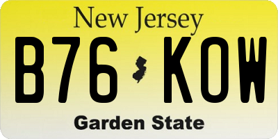 NJ license plate B76KOW