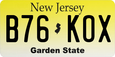 NJ license plate B76KOX