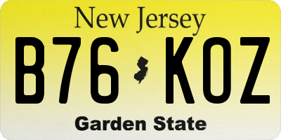NJ license plate B76KOZ