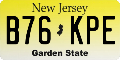 NJ license plate B76KPE
