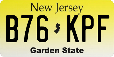 NJ license plate B76KPF
