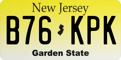 NJ license plate B76KPK
