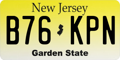 NJ license plate B76KPN