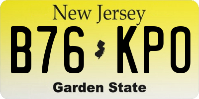 NJ license plate B76KPO