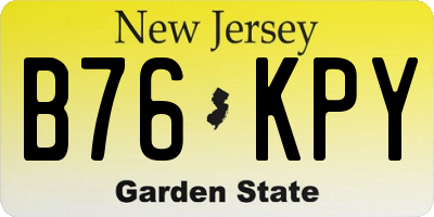 NJ license plate B76KPY