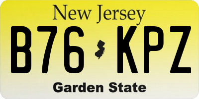 NJ license plate B76KPZ