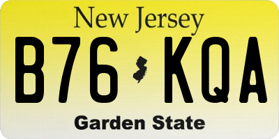 NJ license plate B76KQA
