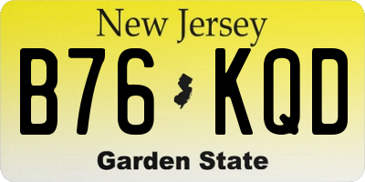 NJ license plate B76KQD
