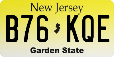 NJ license plate B76KQE