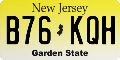 NJ license plate B76KQH