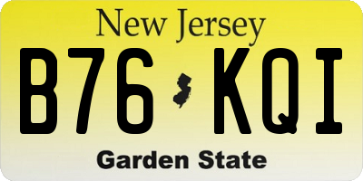 NJ license plate B76KQI