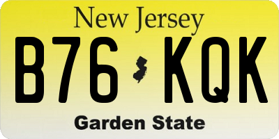 NJ license plate B76KQK