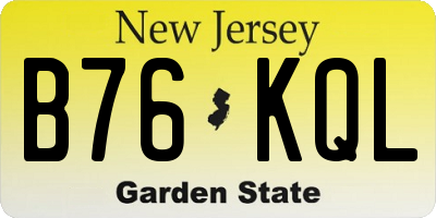 NJ license plate B76KQL