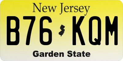 NJ license plate B76KQM