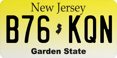 NJ license plate B76KQN