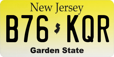 NJ license plate B76KQR
