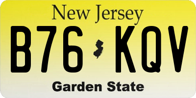 NJ license plate B76KQV
