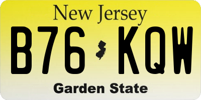 NJ license plate B76KQW