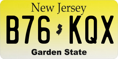 NJ license plate B76KQX