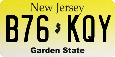 NJ license plate B76KQY