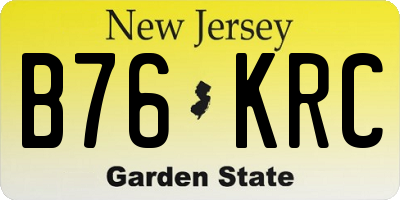 NJ license plate B76KRC