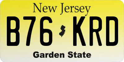NJ license plate B76KRD