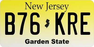 NJ license plate B76KRE
