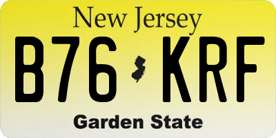 NJ license plate B76KRF