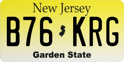 NJ license plate B76KRG