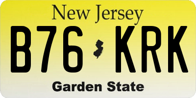 NJ license plate B76KRK