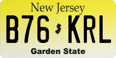 NJ license plate B76KRL