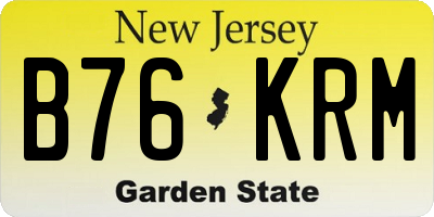 NJ license plate B76KRM