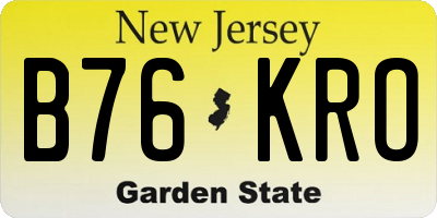 NJ license plate B76KRO