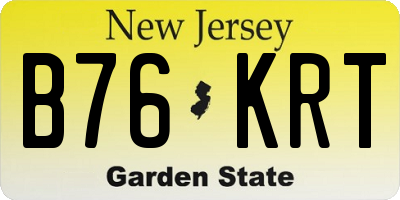 NJ license plate B76KRT
