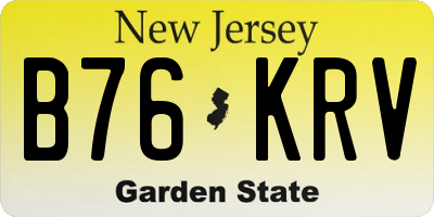 NJ license plate B76KRV