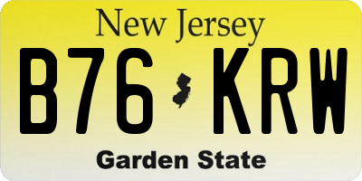 NJ license plate B76KRW